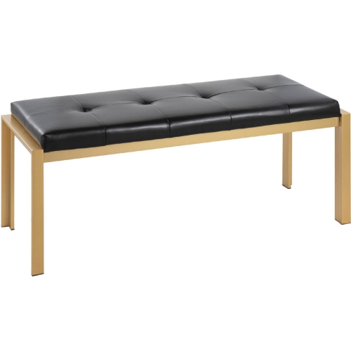 Fuji Bench in Black Leatherette & Gold Metal